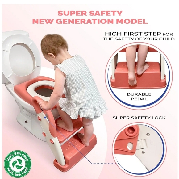 Blue 4-in-1 Toilet Seat & Step Stool Potty Training Toilet with Ladder - Picture 1 of 6